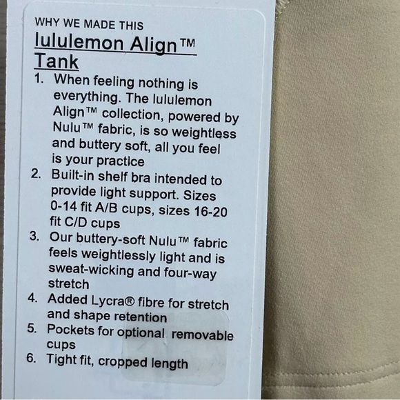 2/$30Lululemon Athletics Women’s Align Tank Size 2 - Picture 8 of 8